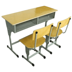 Wooden Double School Desk and Chair Set