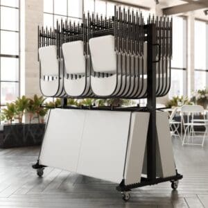 Heavy Duty Folding Table and Chairs Mobile Cart