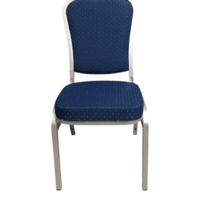 Crown banquet chair blue with dots silver frame